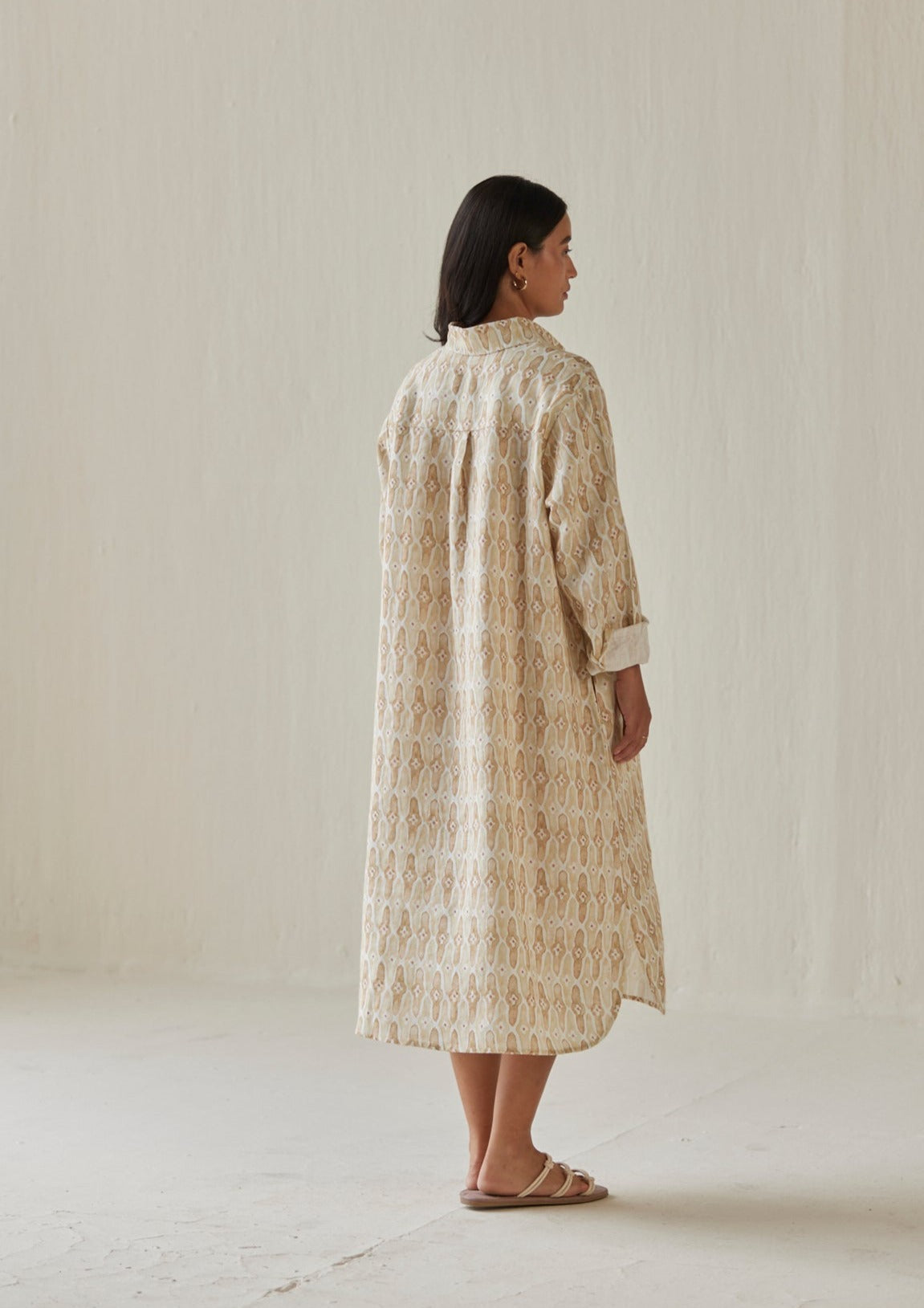 Magnolia Mosaic Sand Shirt Dress