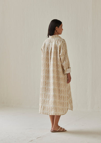 Magnolia Mosaic Sand Shirt Dress