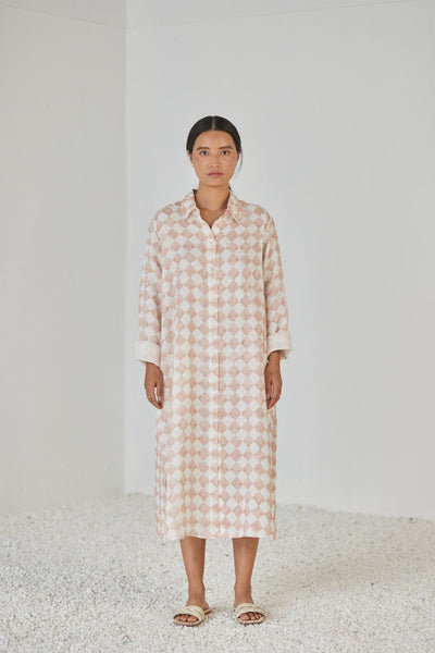 Magnolia Check Blush Shirt Dress