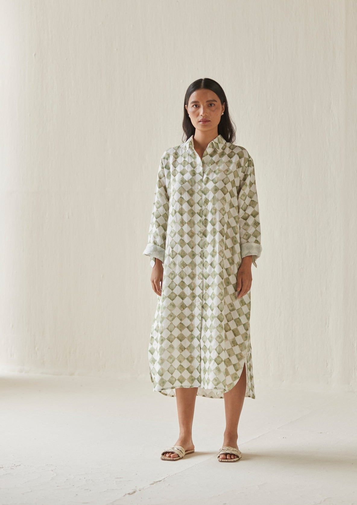 Magnolia Check Green Shirt Dress