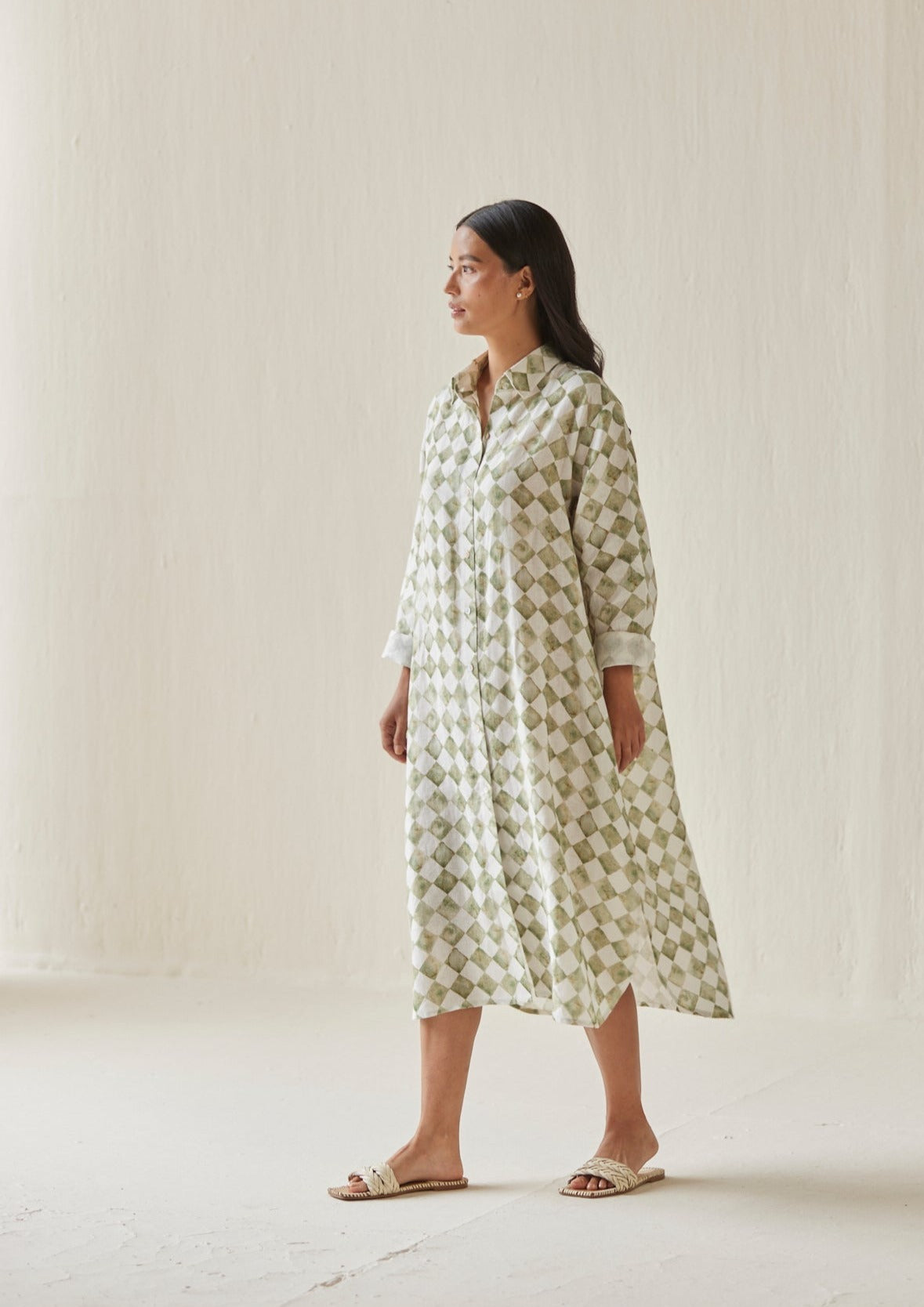 Magnolia Check Green Shirt Dress