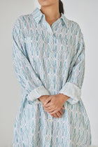 Magnolia Mosaic Blue Shirt Dress