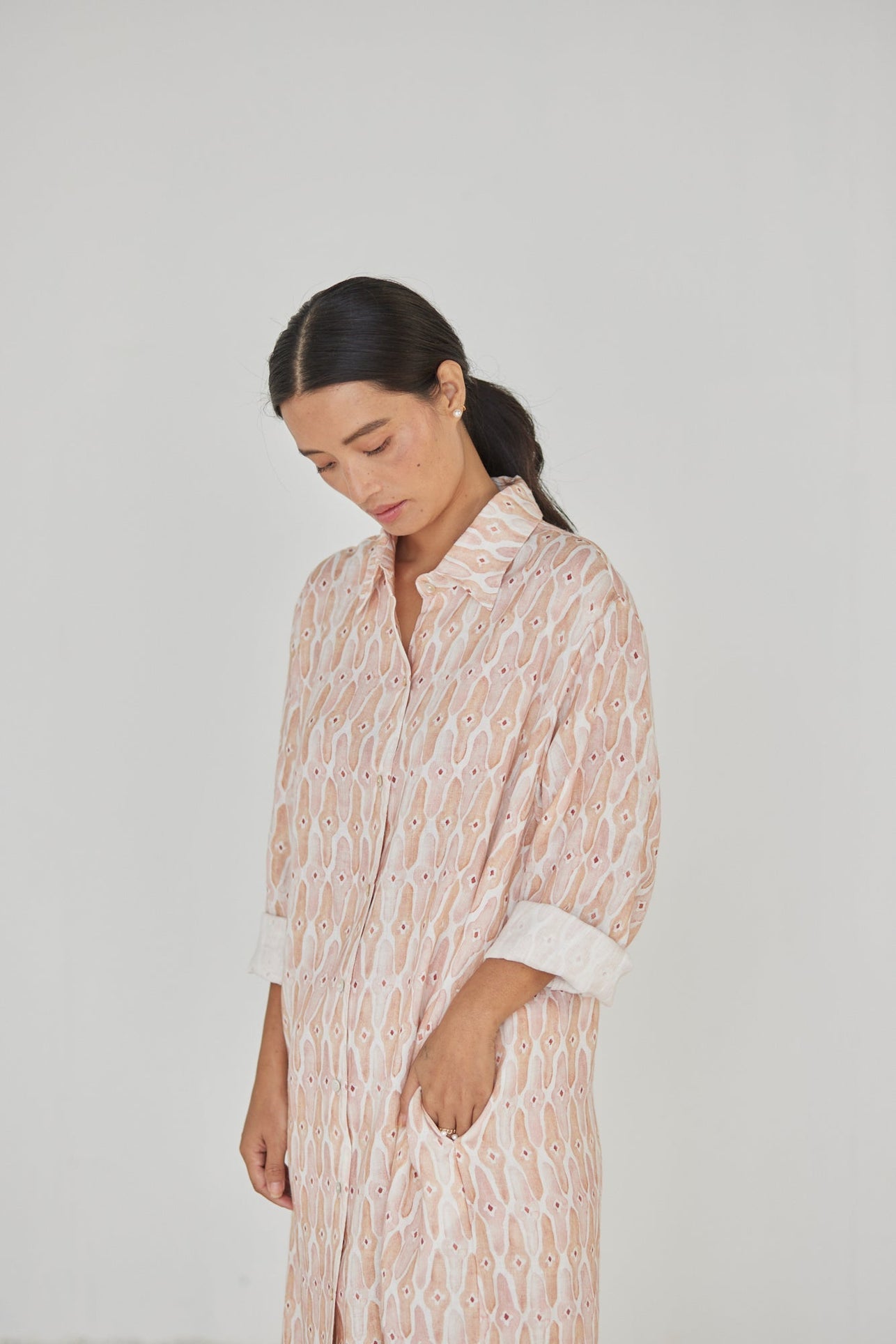 Magnolia Mosaic Blush Shirt Dress