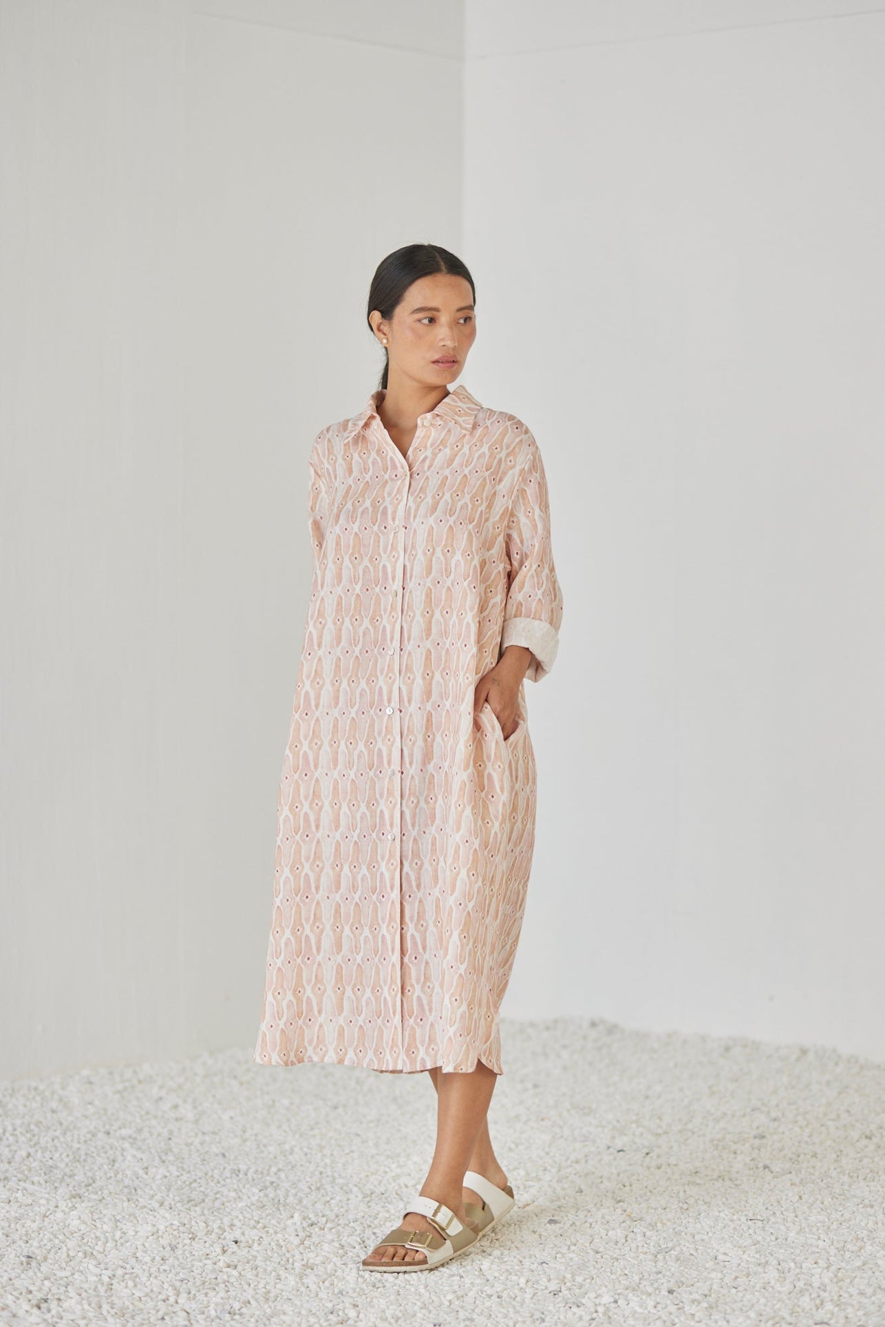 Magnolia Mosaic Blush Shirt Dress