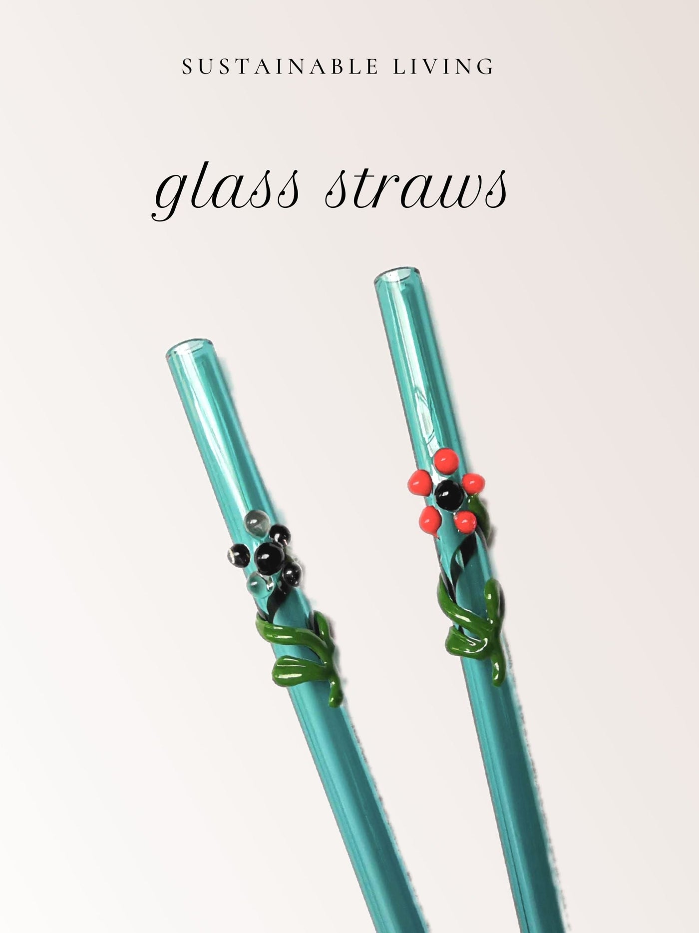 Flora Collection Aquamarine Glass Straws