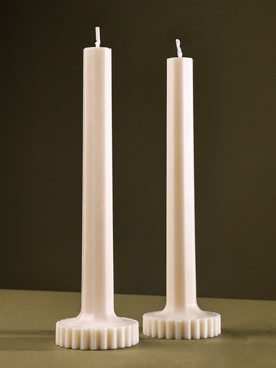 Modern Sculpted Pillar Candles - Set of 2