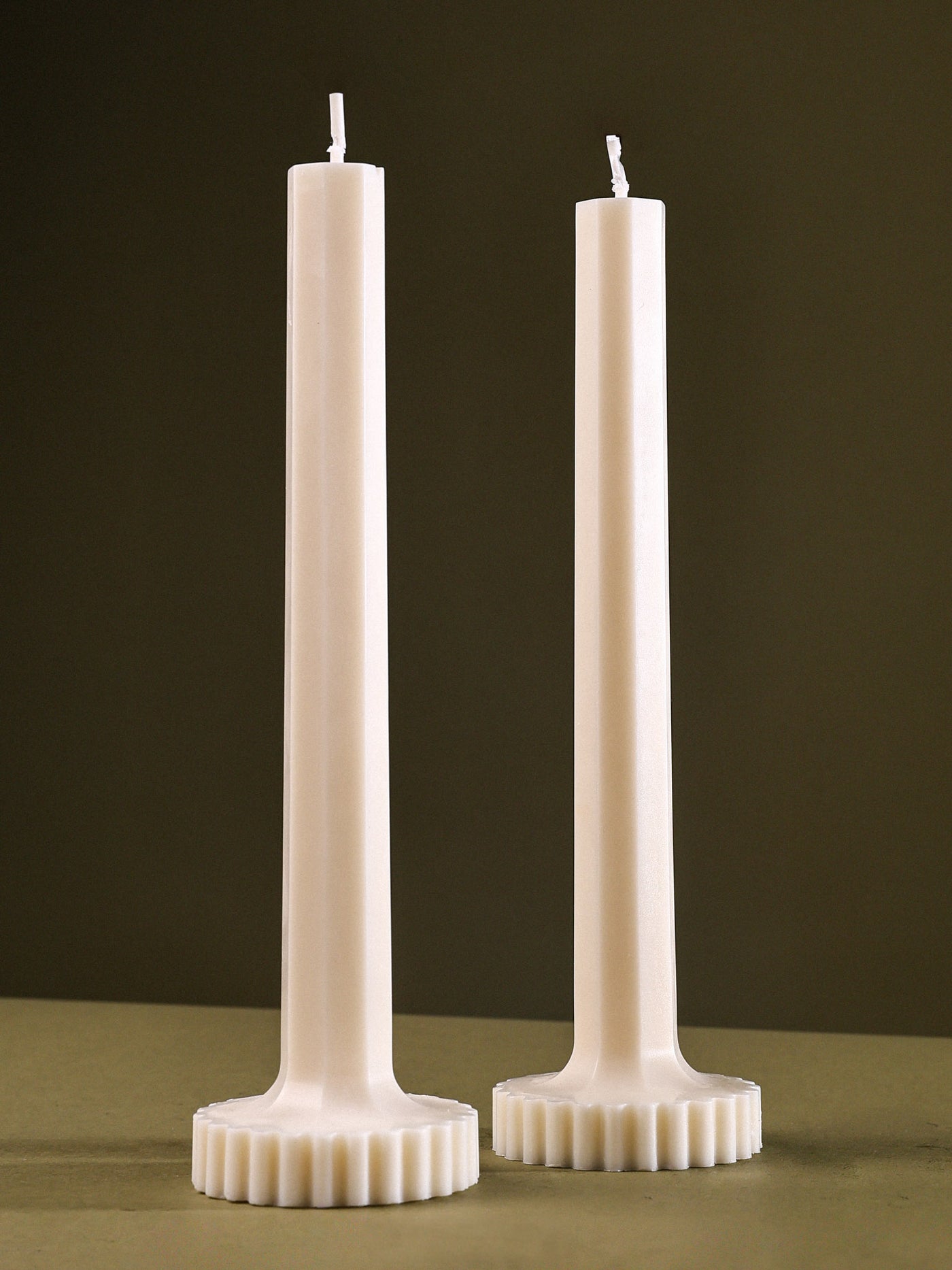 Modern Sculpted Pillar Candles - Set of 2