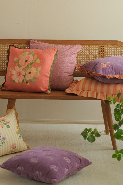 Viola Lavender Cotton Cushion Cover