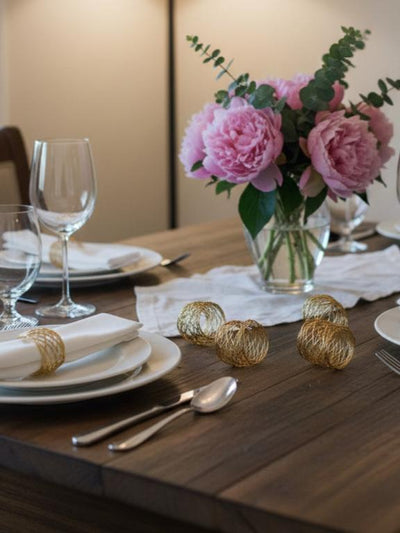 Metal Napkin Rings Gold Set Of 6