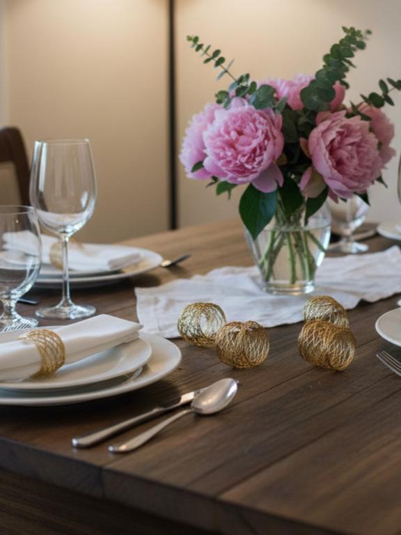 Metal Napkin Rings Gold Set Of 6