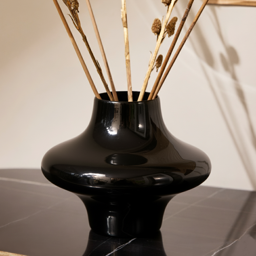 Orbit - Charcoal Black Glass Vase