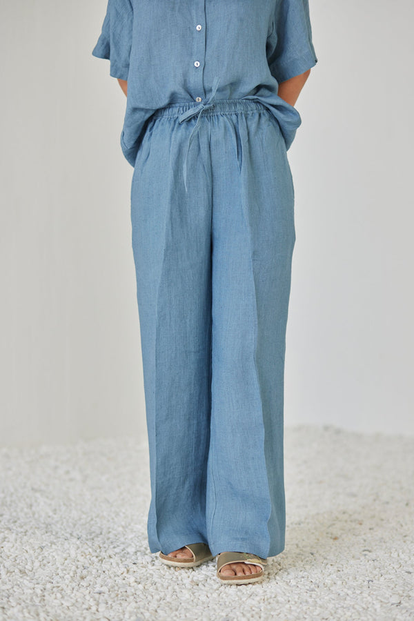Oasis Linen Blue Pants