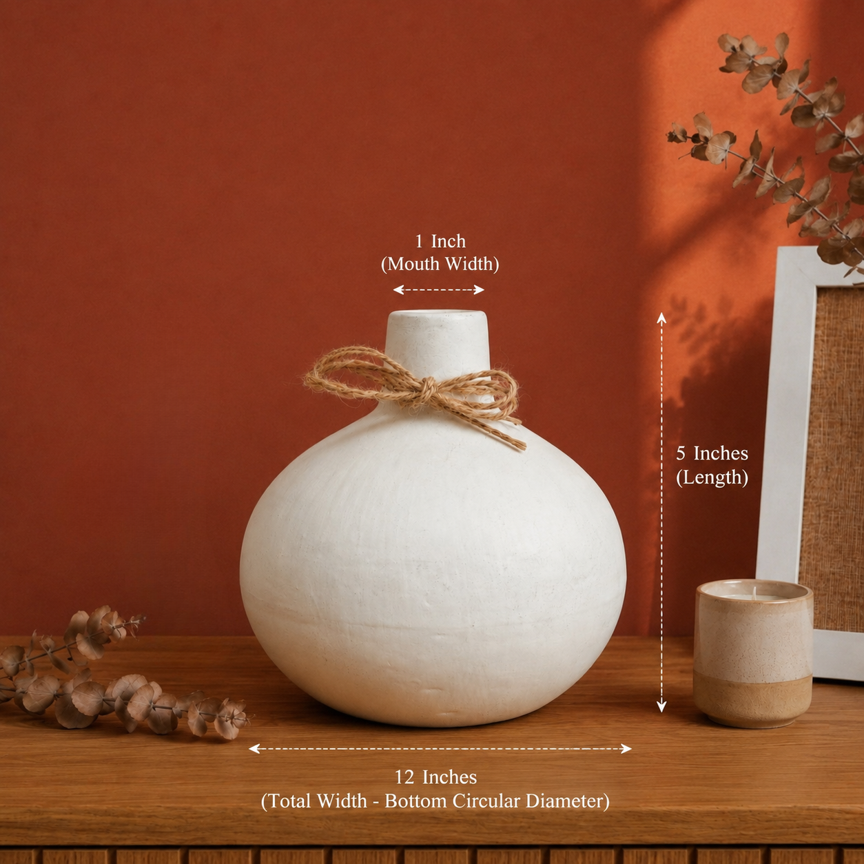 Moonstone Bloom Ceramic Vase with Dried Flowers | Elegant Home Décor