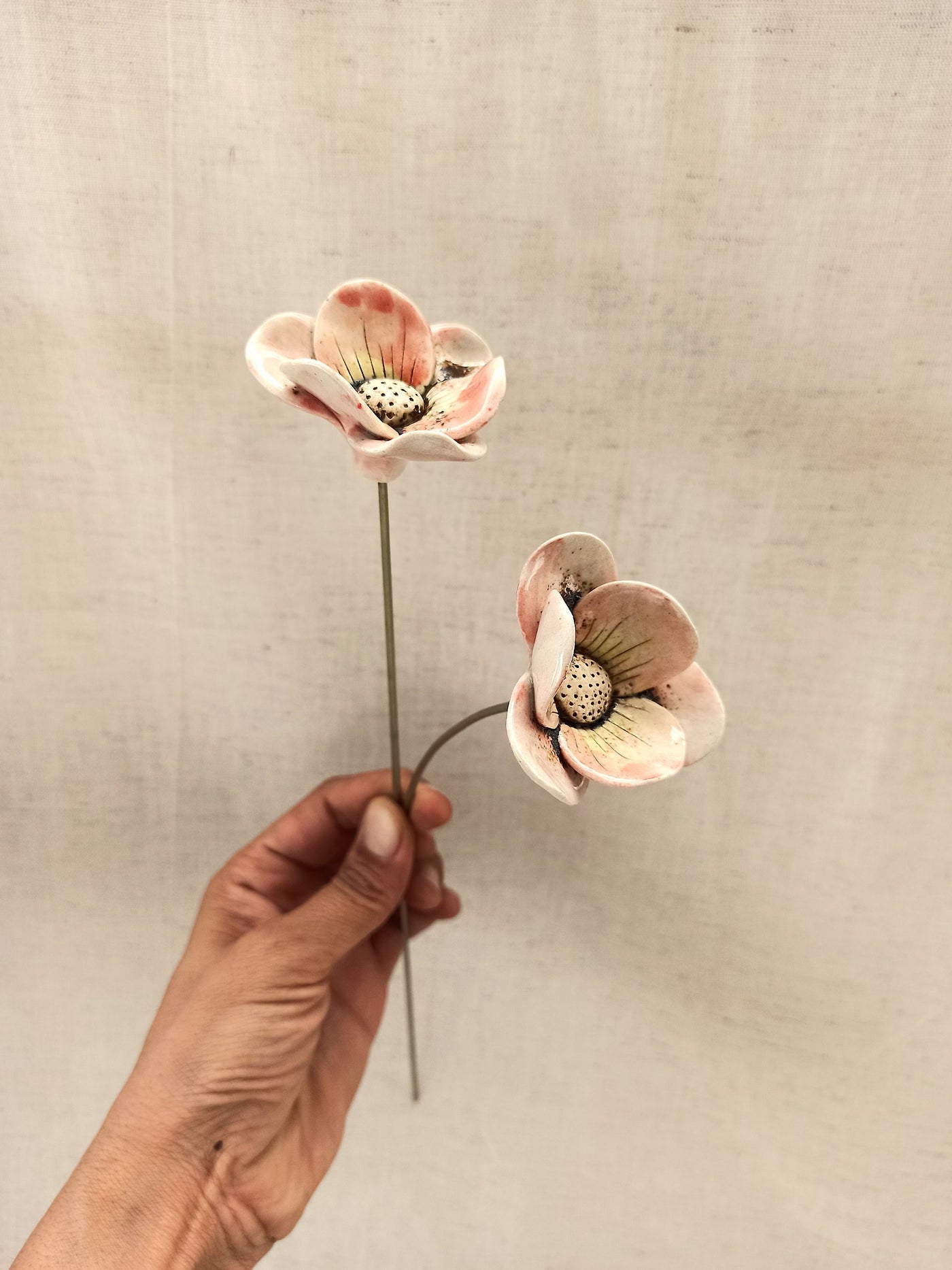 Garden Stick - Pair of Painted Pansies