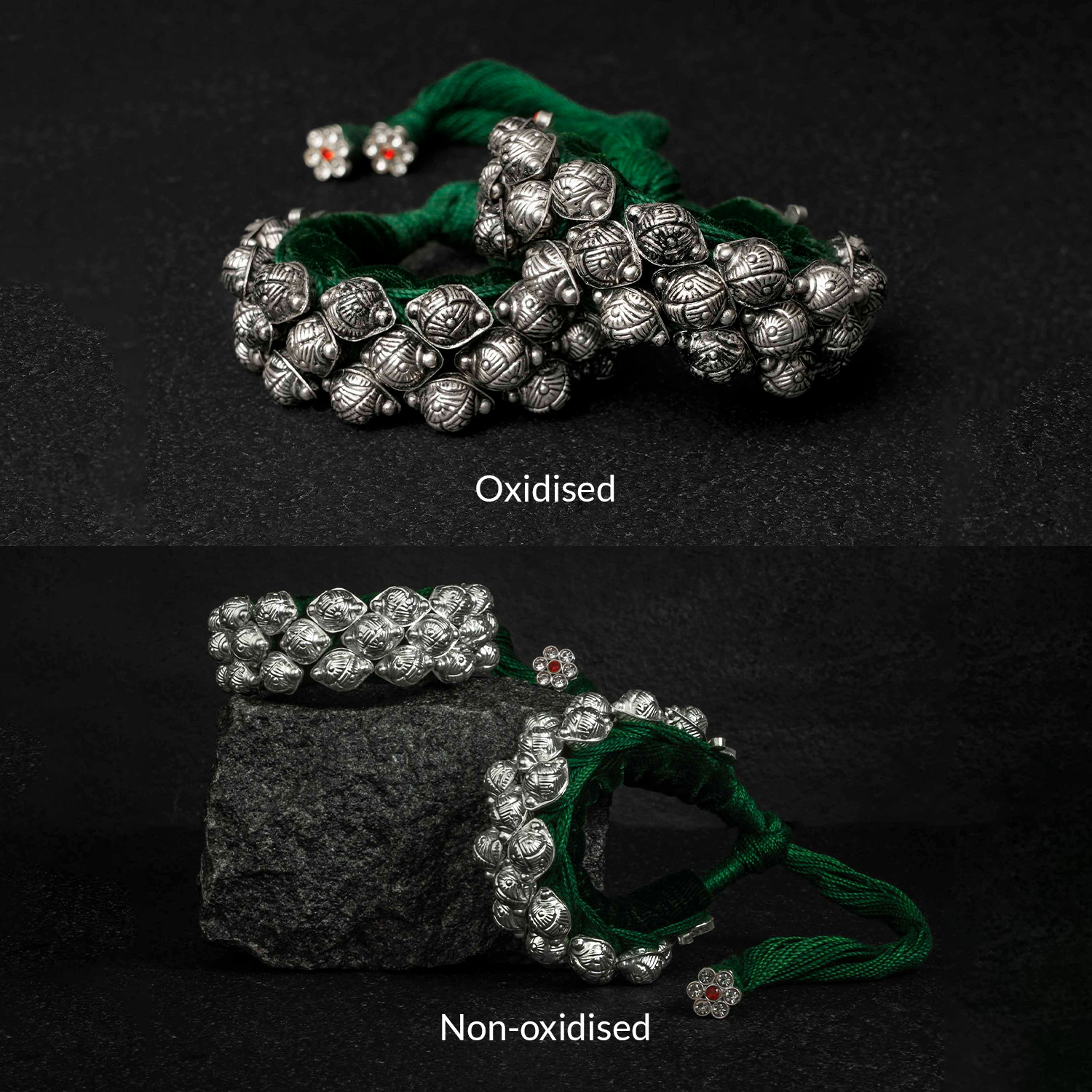 Deodar Pahuchi Silver Beads Bracelet (pair)