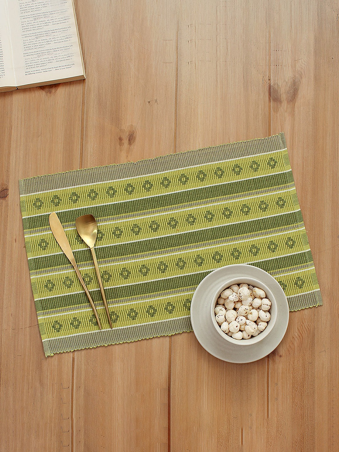 Gamosa Cotton Set Of 2 Placemats-Green-8903773088898