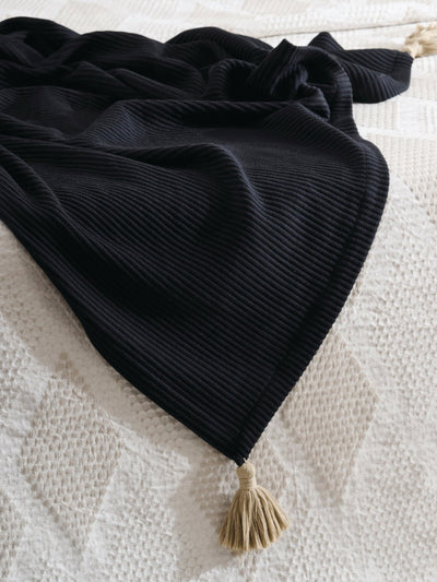 Pepper Plume Cotton Bamboo Cord Rib Throw