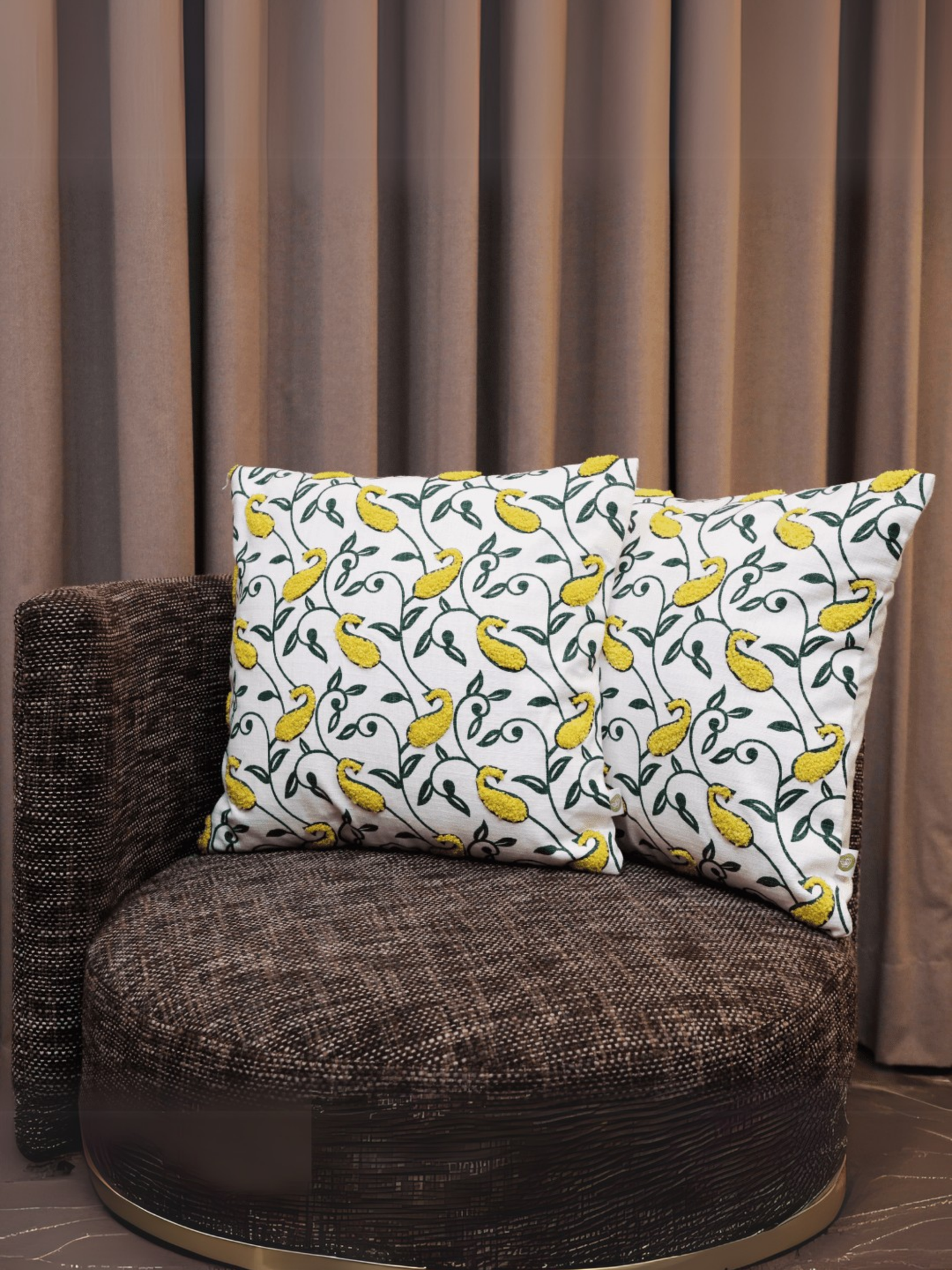 Paisley Vine Tufted Cushion Cover