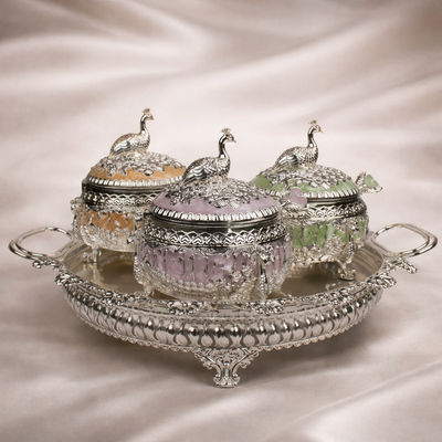 Peacock Jar Set with Serving Tray