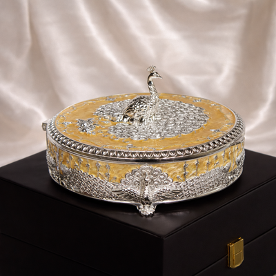 Peacock Dry Fruit Box with Lid – 20 cm