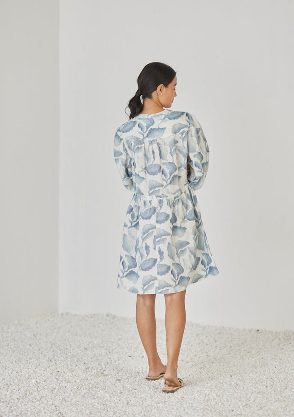 Peony Cascade Blue Dress
