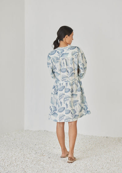 Peony Cascade Blue Dress