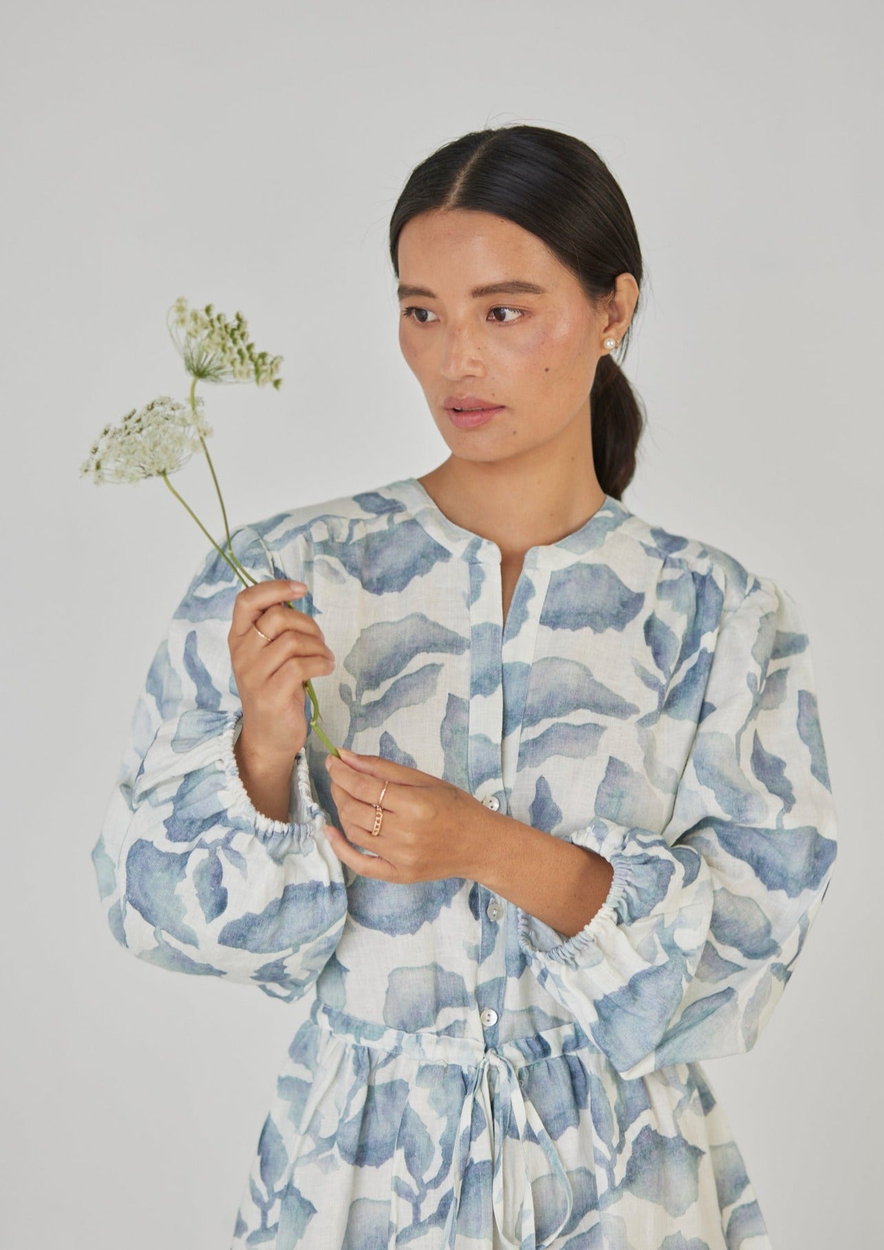 Peony Cascade Blue Dress