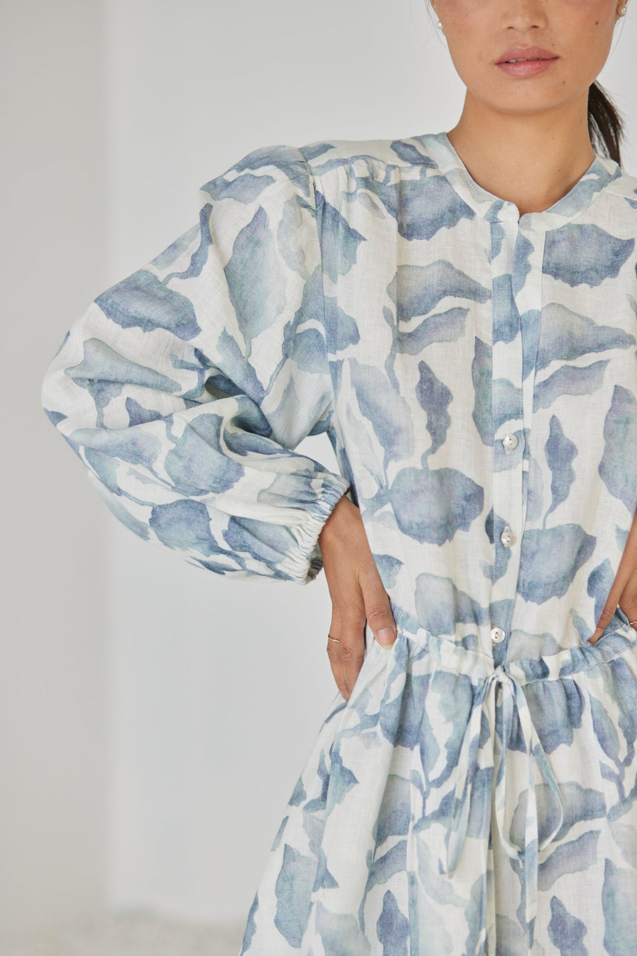 Peony Cascade Blue Dress