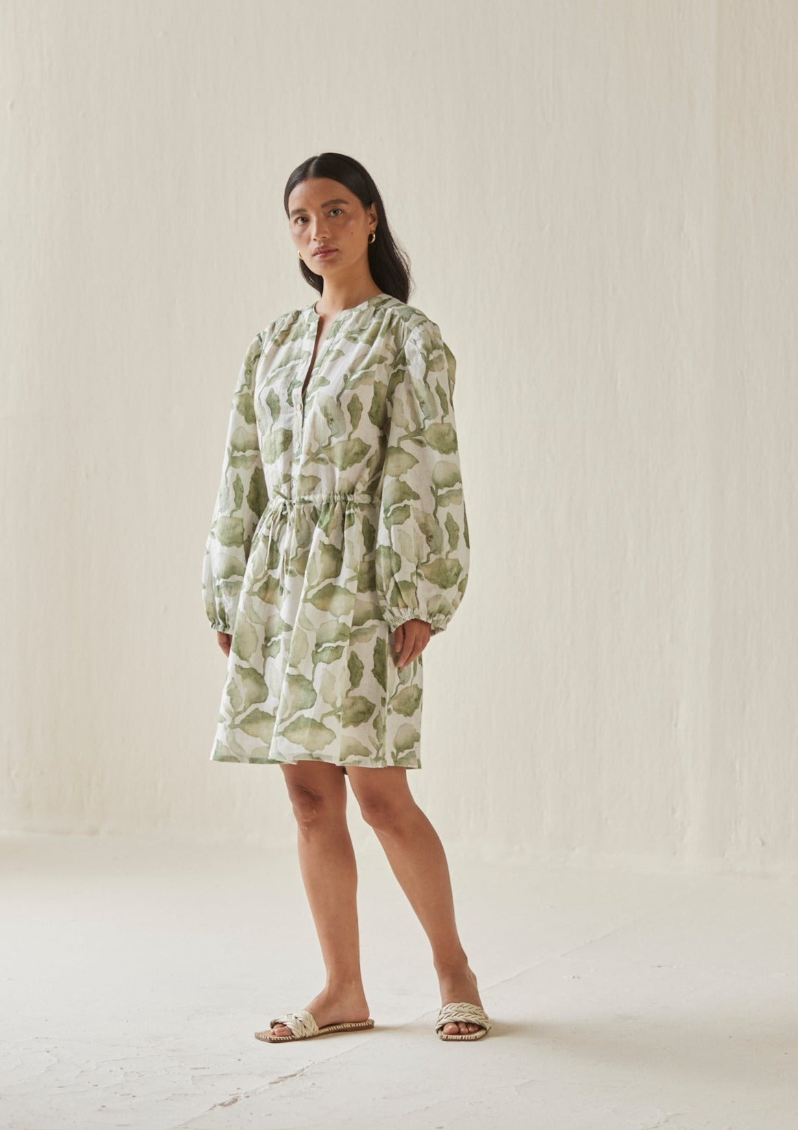 Peony Cascade Green Dress
