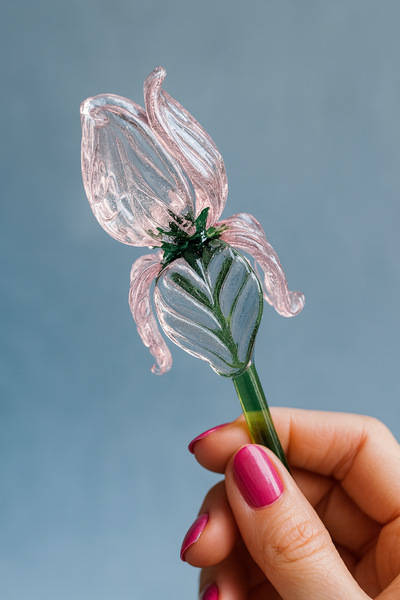Pink Glass Rose – Handblown Art Flower