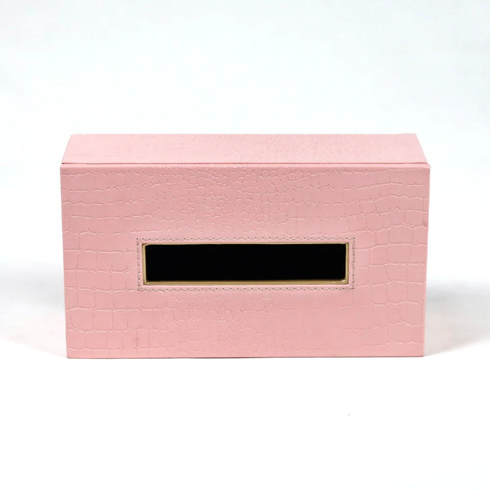 Leather Tissue Box-Pink