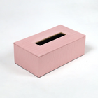 Leather Tissue Box-Pink