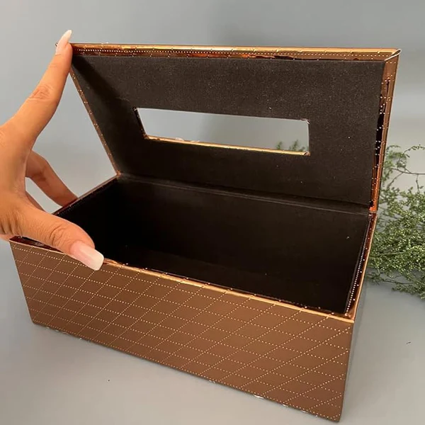 Leather Tissue Box-Copper Gold