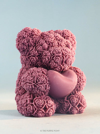 Floral Teddy Heart Soy Candle