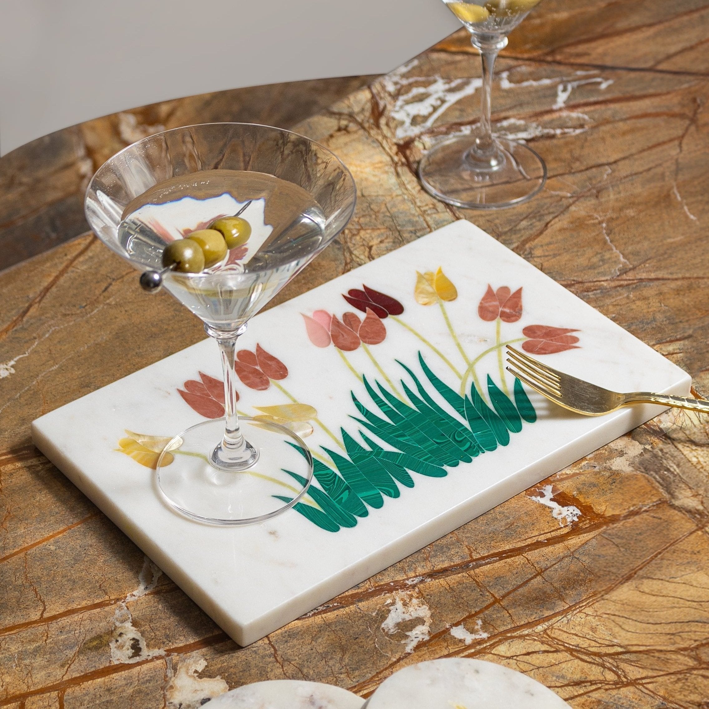 TULIP - MARBLE IVORY MULTICOLOR PLATTER