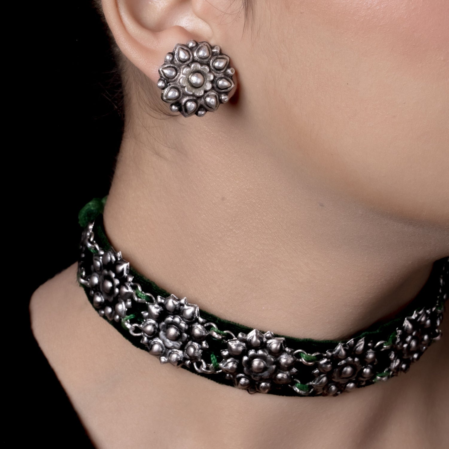 Chandak Silver Studs Earrings