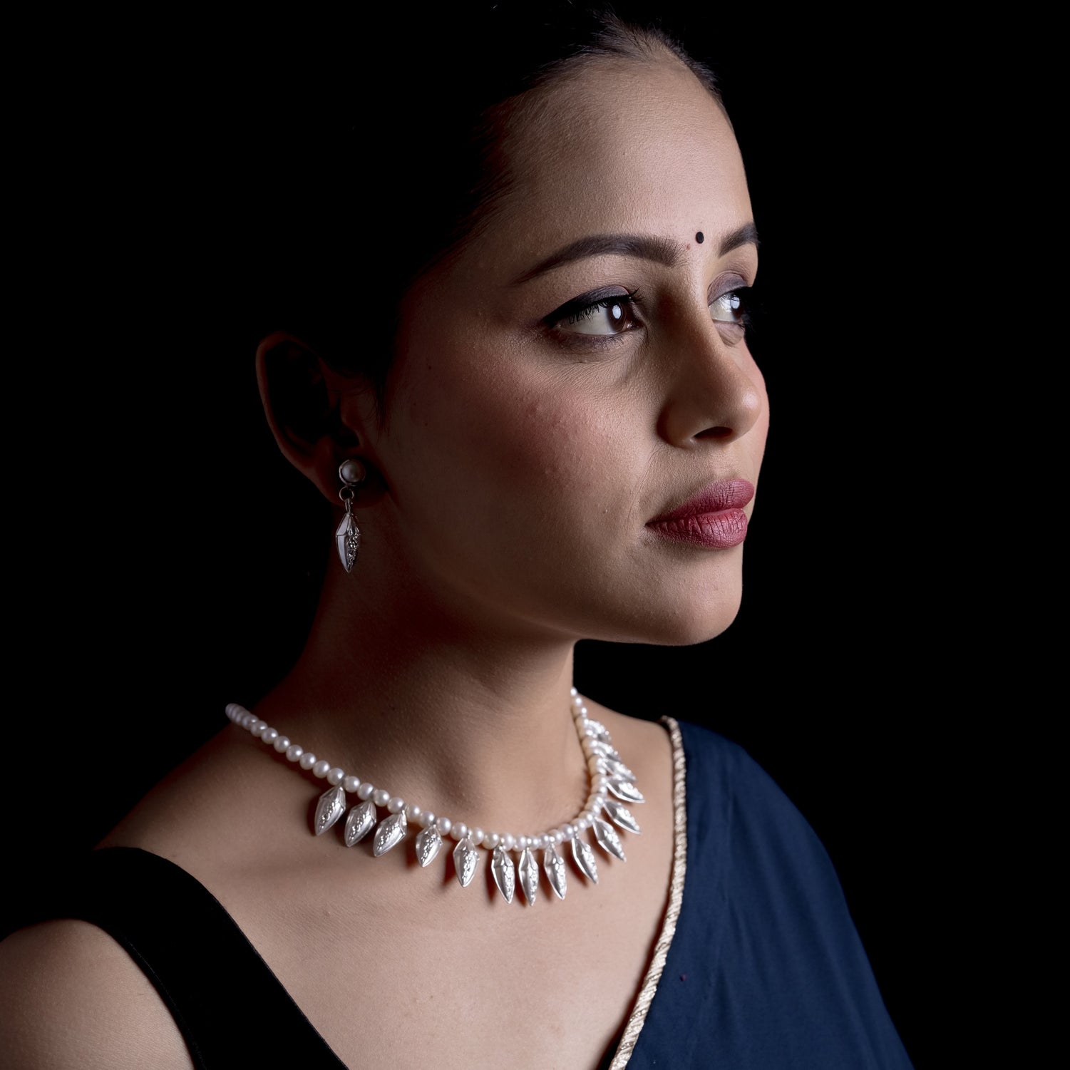 Champakali Silver Stud Earrings