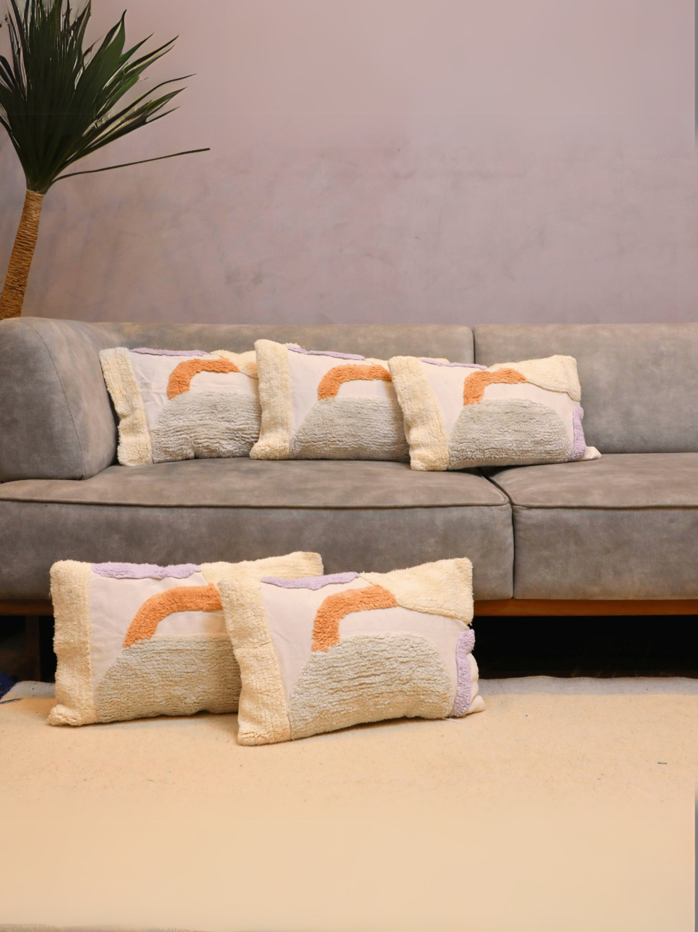 Rainbow Horizon Tufted Cushion Cover -Set of 5