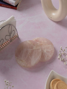 Rose Quartz Round Coasters Set Of 2