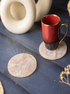 Rose Quartz Round Coasters Set Of 2