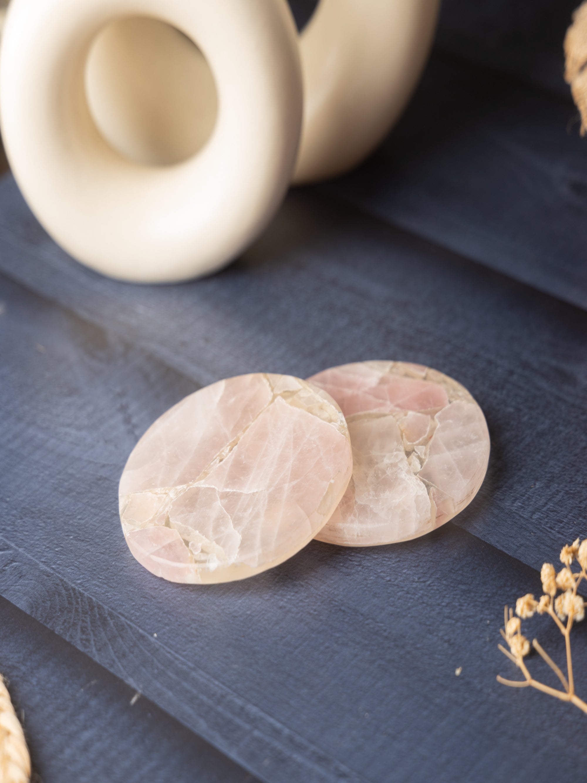 Rose Quartz Round Coasters Set Of 2
