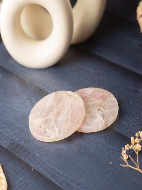 Rose Quartz Round Coasters Set Of 2