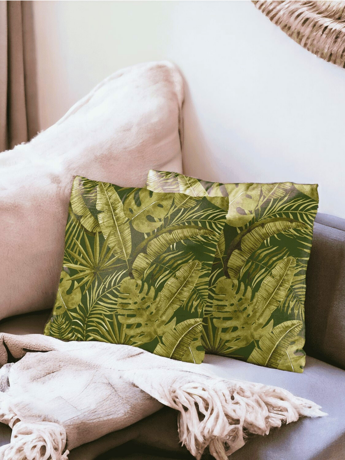 Rainforest Rhapsody Velvet Cushion Cover - Set of 2