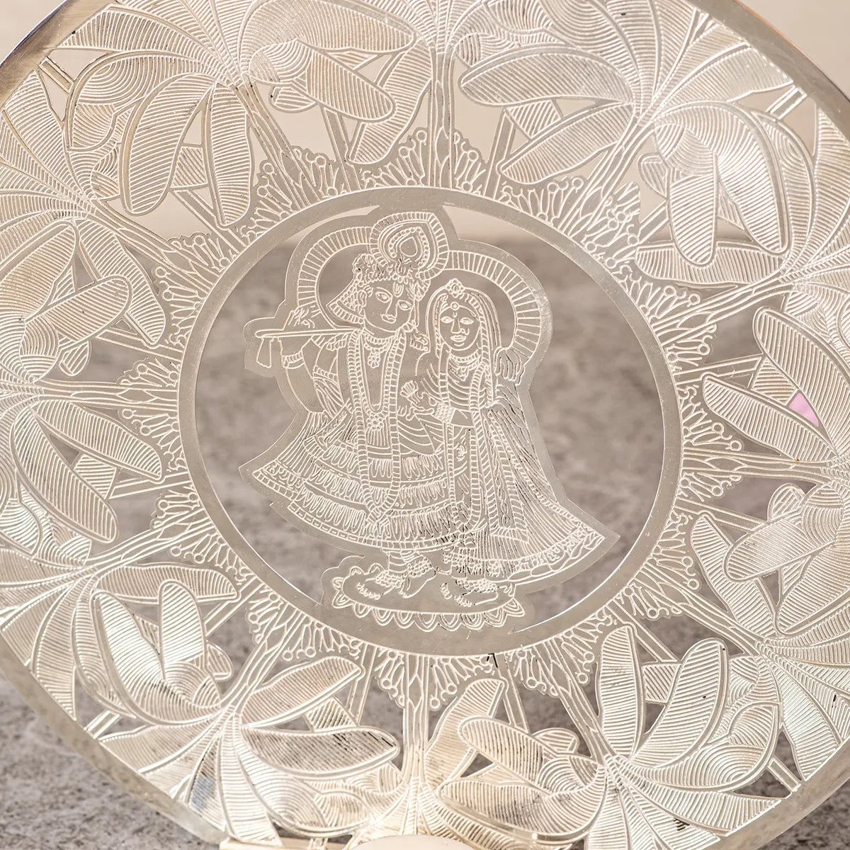 Radha Krishna Pichwai Tlight holder Silver Large
