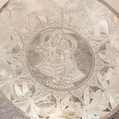 Radha Krishna Pichwai Tlight holder Silver Large