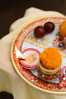 Marble Pooja Thali | Meenakari & Ganesha Design