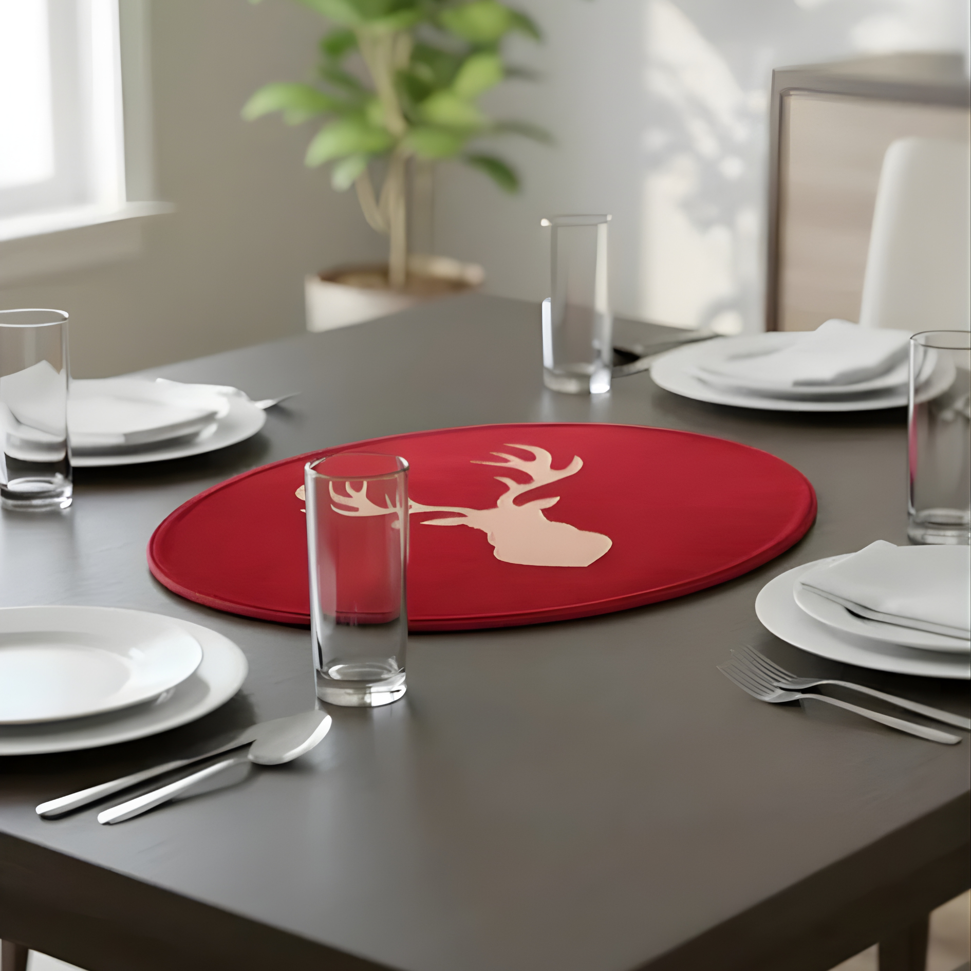 Renne Table Mats set of 2 leather Renne design placemats India - The Mage Home