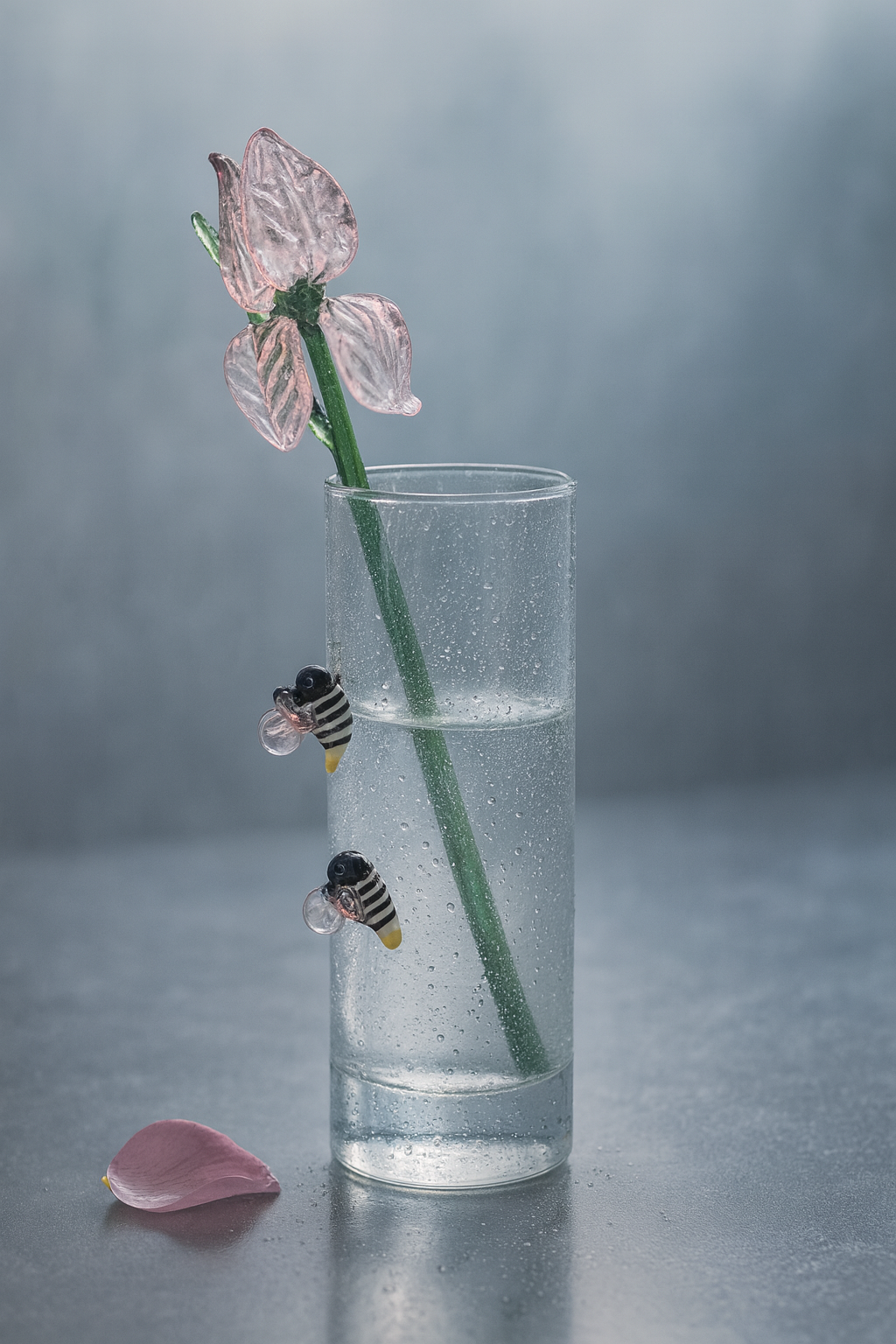 Pink Glass Rose – Handblown Art Flower