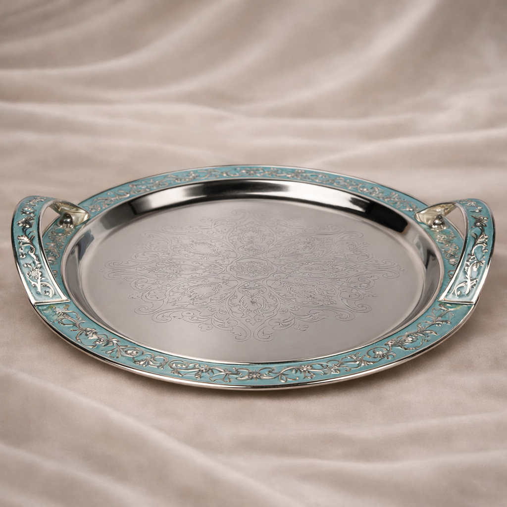 Round Serving Tray with Handle