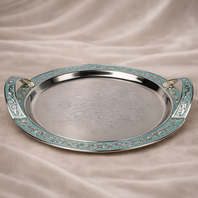 Round Serving Tray with Handle